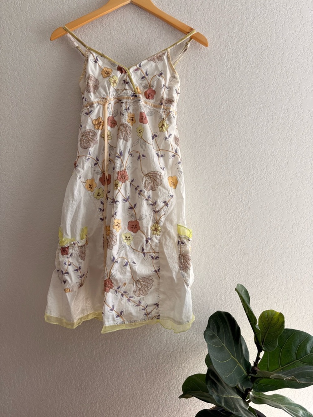 Vintage Y2K Banana Moon Floral Cotton Sundress – Size 36 (Small)